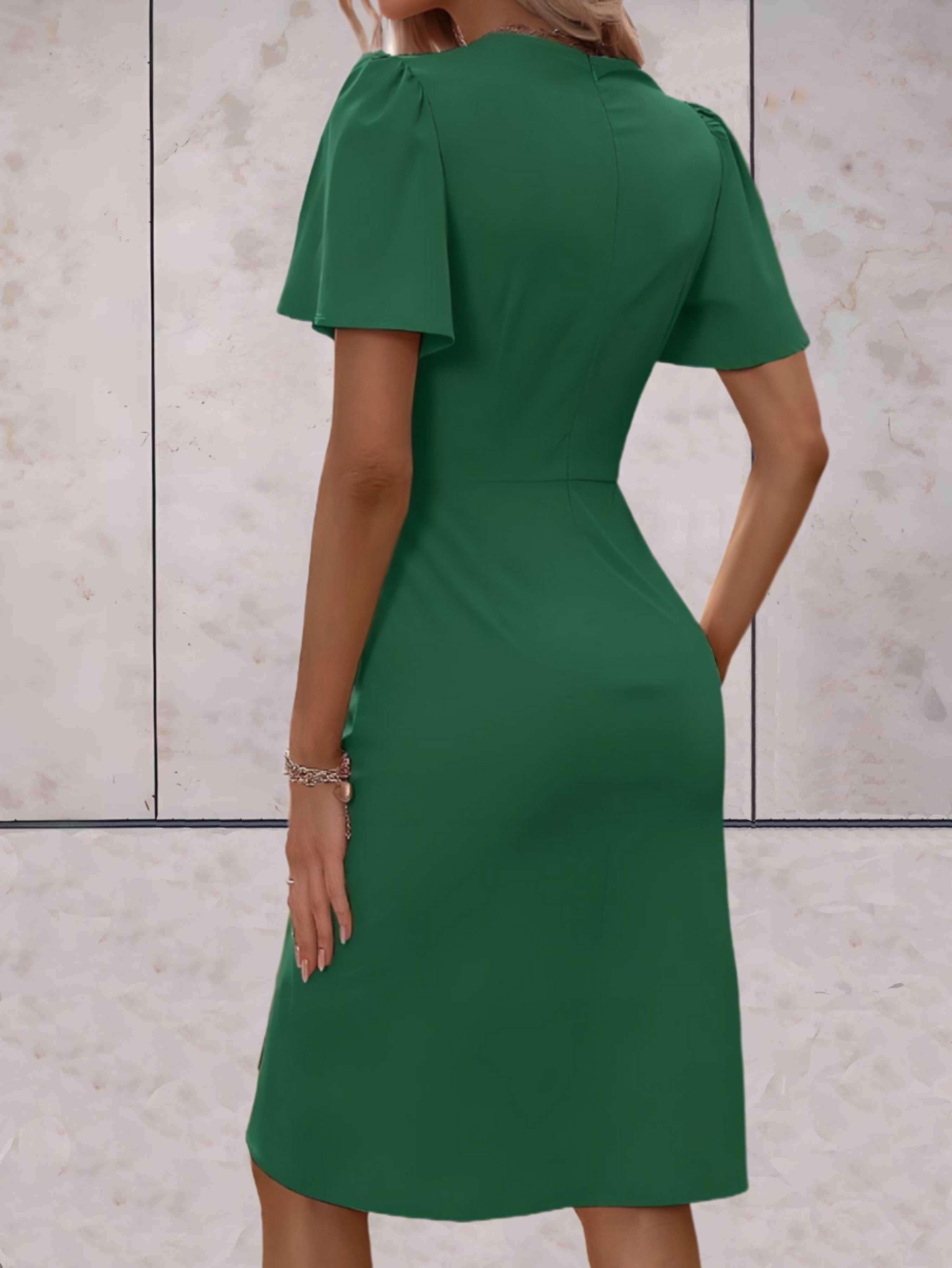 elegante wikkeljurk met korte mouwen