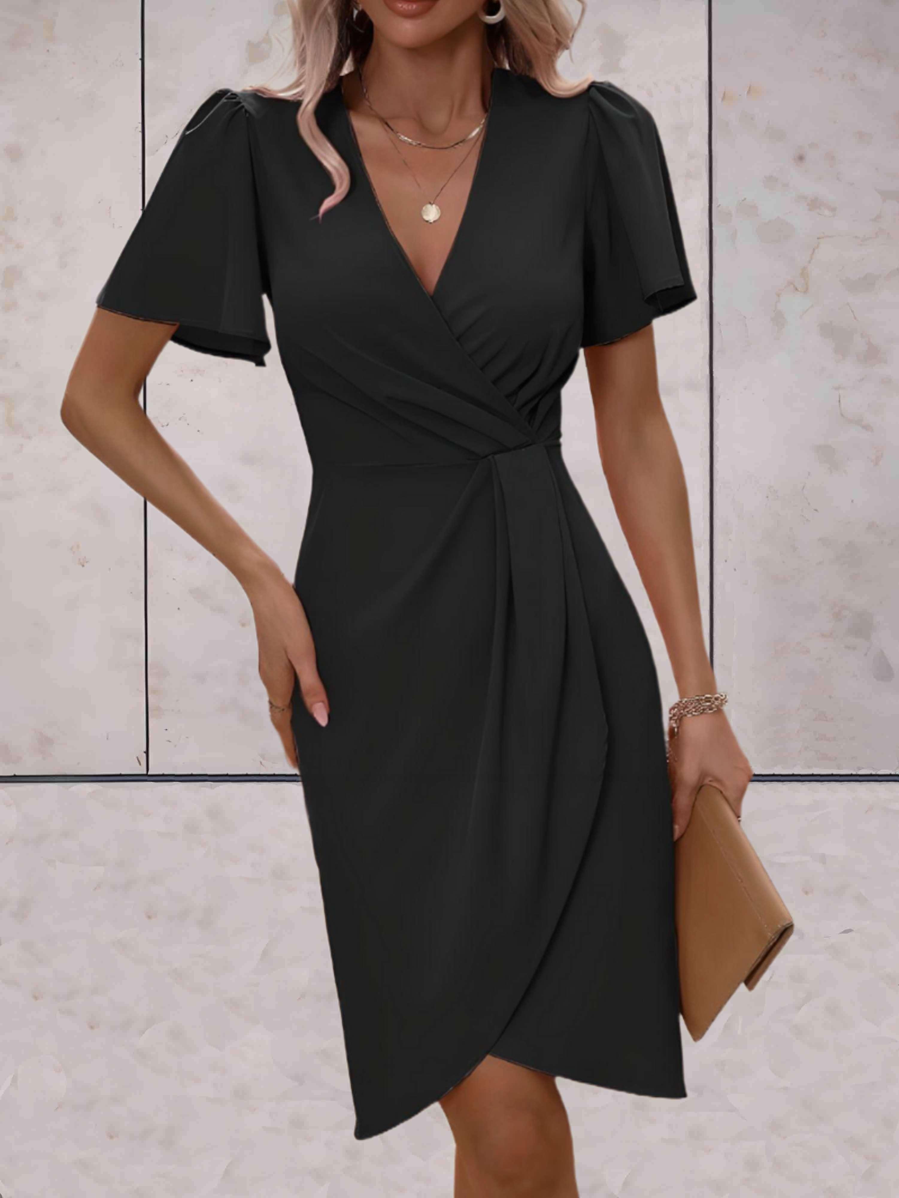 elegante wikkeljurk met korte mouwen