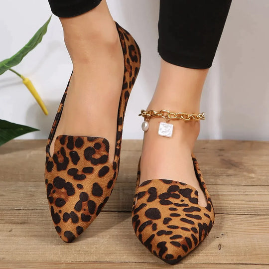 Heidi-Mode | Orthopädische Leopard Spitze Zehen Loafers