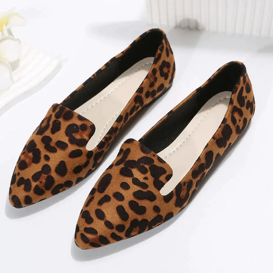 Heidi-Mode | Orthopädische Leopard Spitze Zehen Loafers