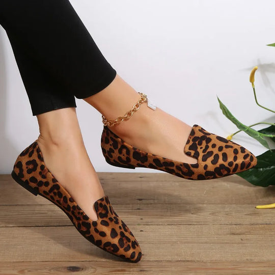 Heidi-Mode | Orthopädische Leopard Spitze Zehen Loafers