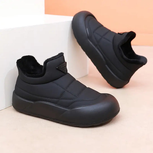 Heidi-Mode | Damen Schnee Stiefel, Warme Baumwolle Slip-On Knöchel Stiefel, Kunstledersohle & Plüsch Futter