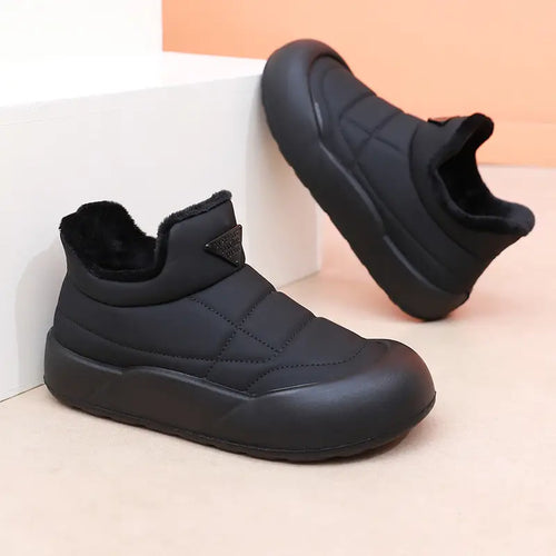 Heidi-Mode | Damen Schnee Stiefel, Warme Baumwolle Slip-On Knöchel Stiefel, Kunstledersohle & Plüsch Futter