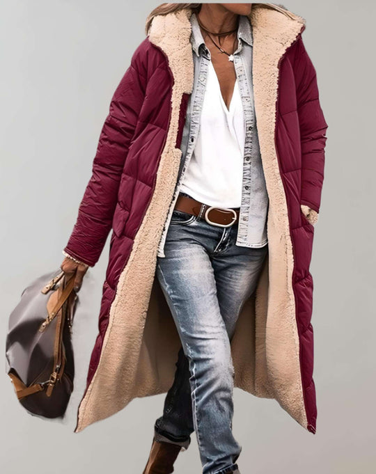 Winter-Trenchcoat mit Fleece-Futter für Damen