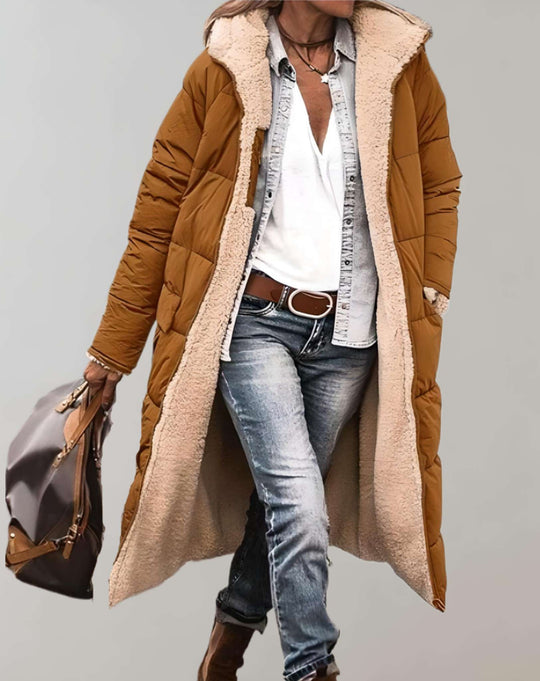 Winter-Trenchcoat mit Fleece-Futter für Damen