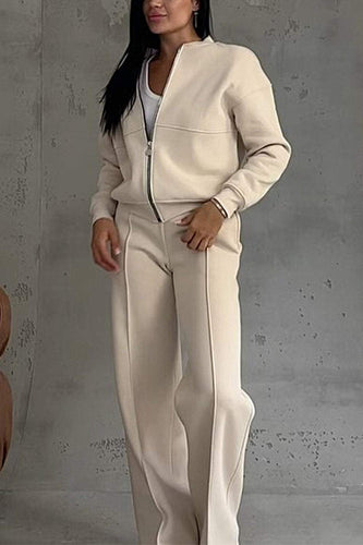 Heidi-Mode | Damen Reißverschluss Zweiteiler Jacke & Hose Sportlich Elegant