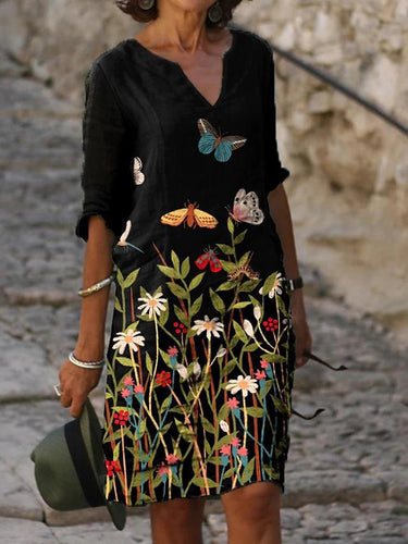 Stilvolles A-Blumenkleid