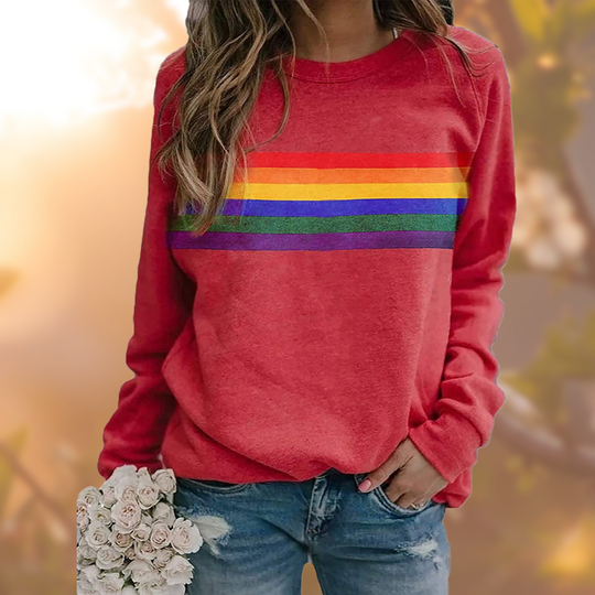 Heidi - Weicher Baumwollpullover mit Regenbogenmuster