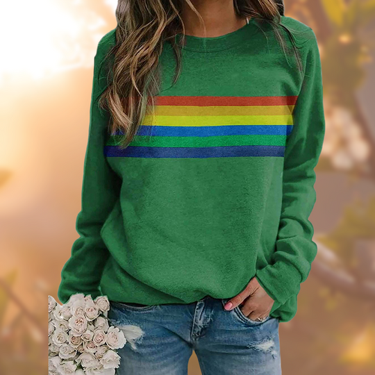 Heidi - Weicher Baumwollpullover mit Regenbogenmuster