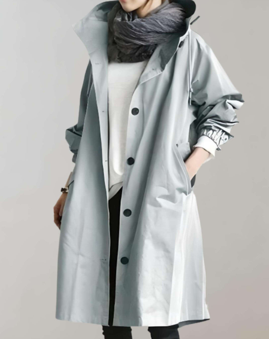 Wasserdichter & Warmer Trenchcoat Mit Kapuze