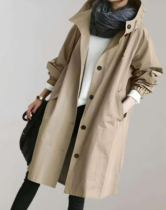 Wasserdichter & Warmer Trenchcoat Mit Kapuze