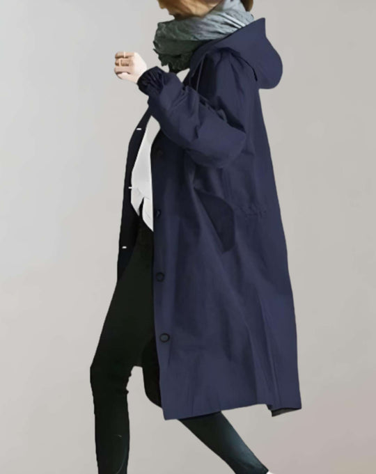 Heidi-Mode | Wasserdichter und Warmer Trenchcoat mit Kapuze