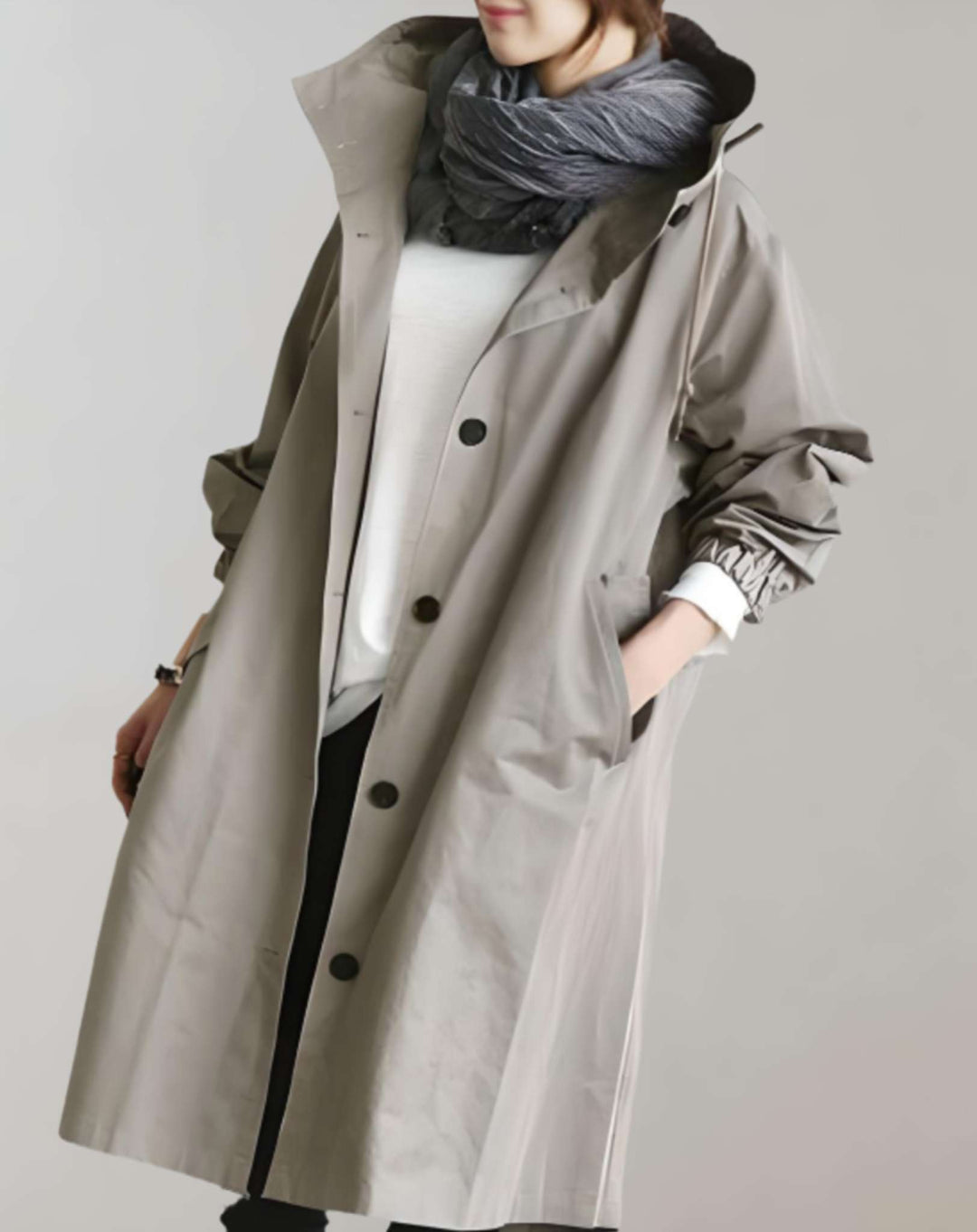 Wasserdichter & Warmer Trenchcoat Mit Kapuze