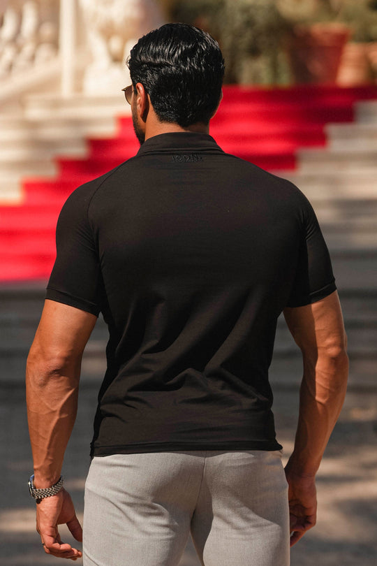 MUSCLE BUTTON POLO - BLACK