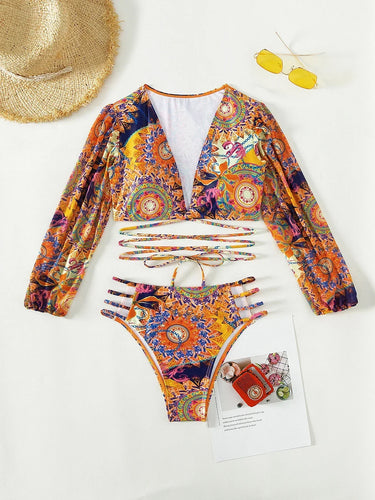 Ethnisch bedrucktes Bikini-Set