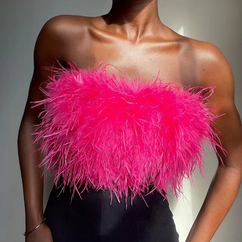 Bandeau-Top Mit Federn