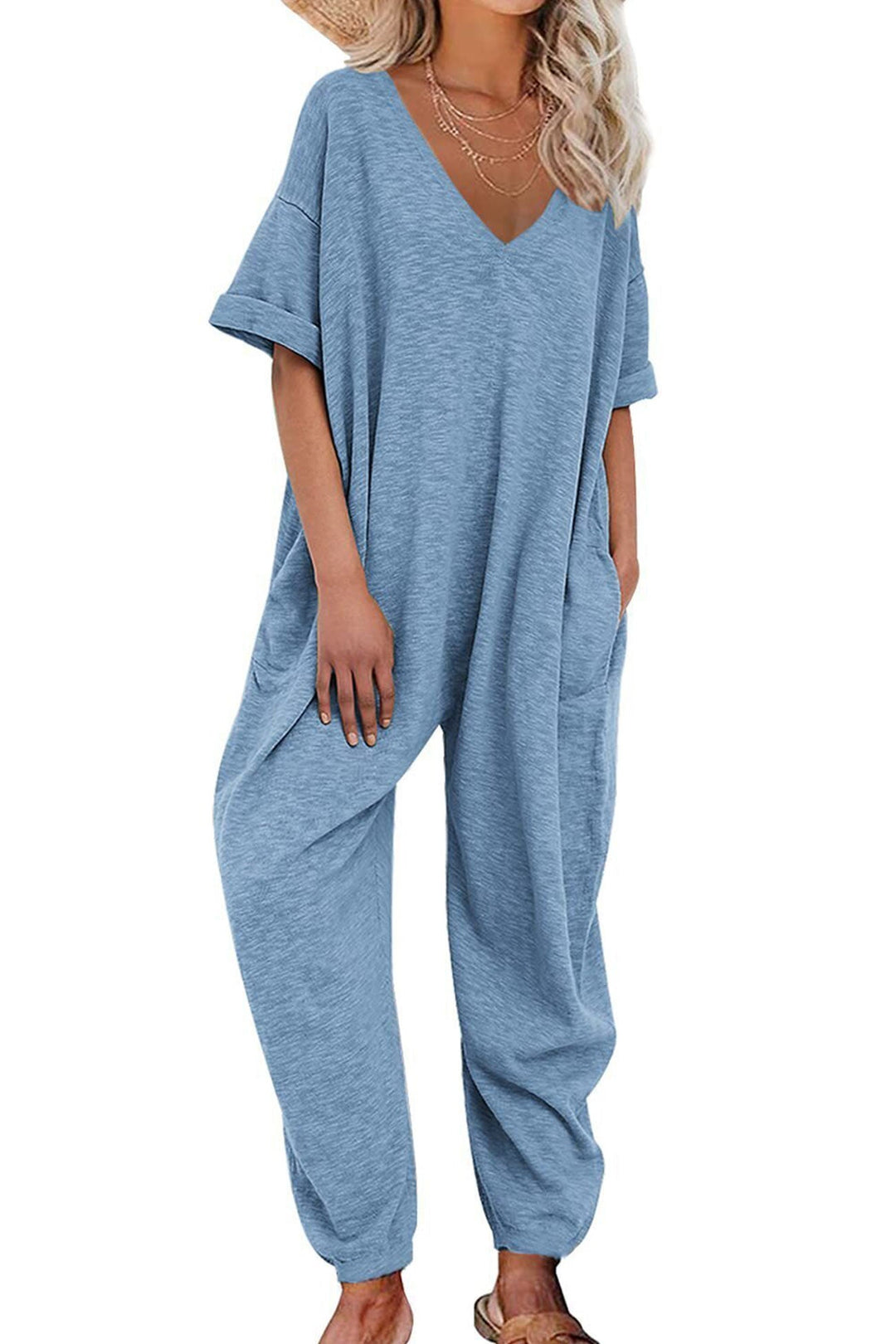 Heidi-Mode | V-Ausschnitt Lockere Jumpsuits