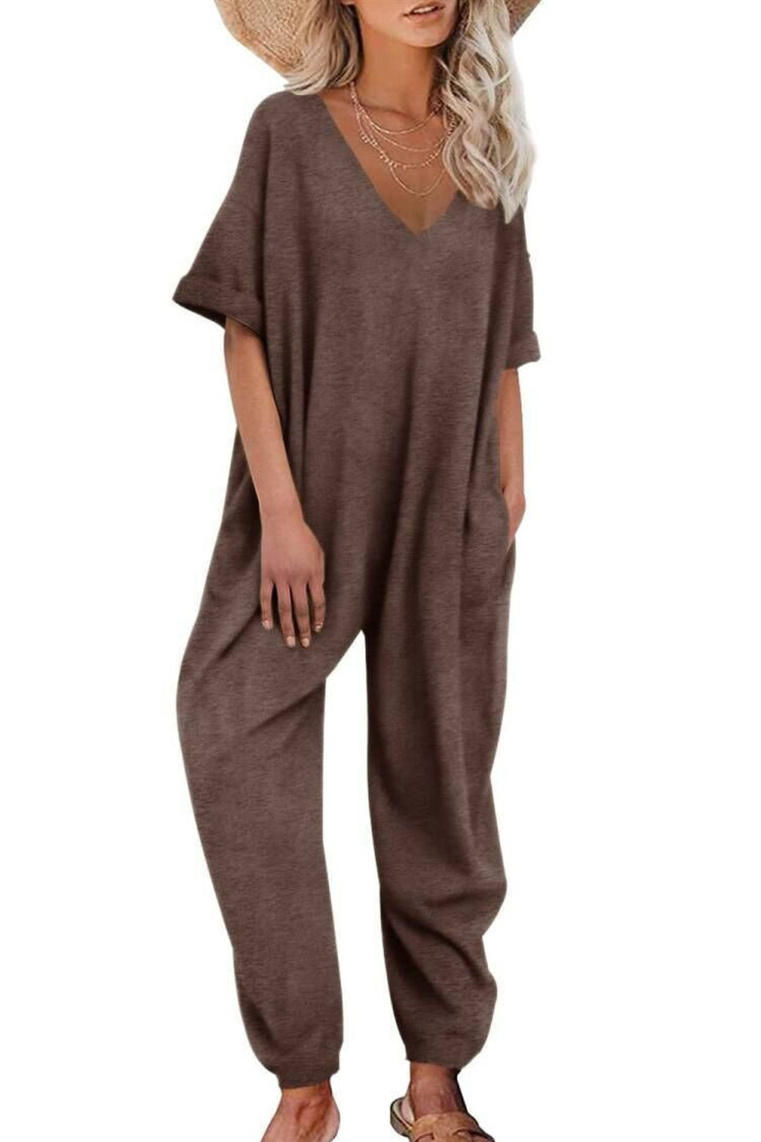 Heidi-Mode | V-Ausschnitt Lockere Jumpsuits