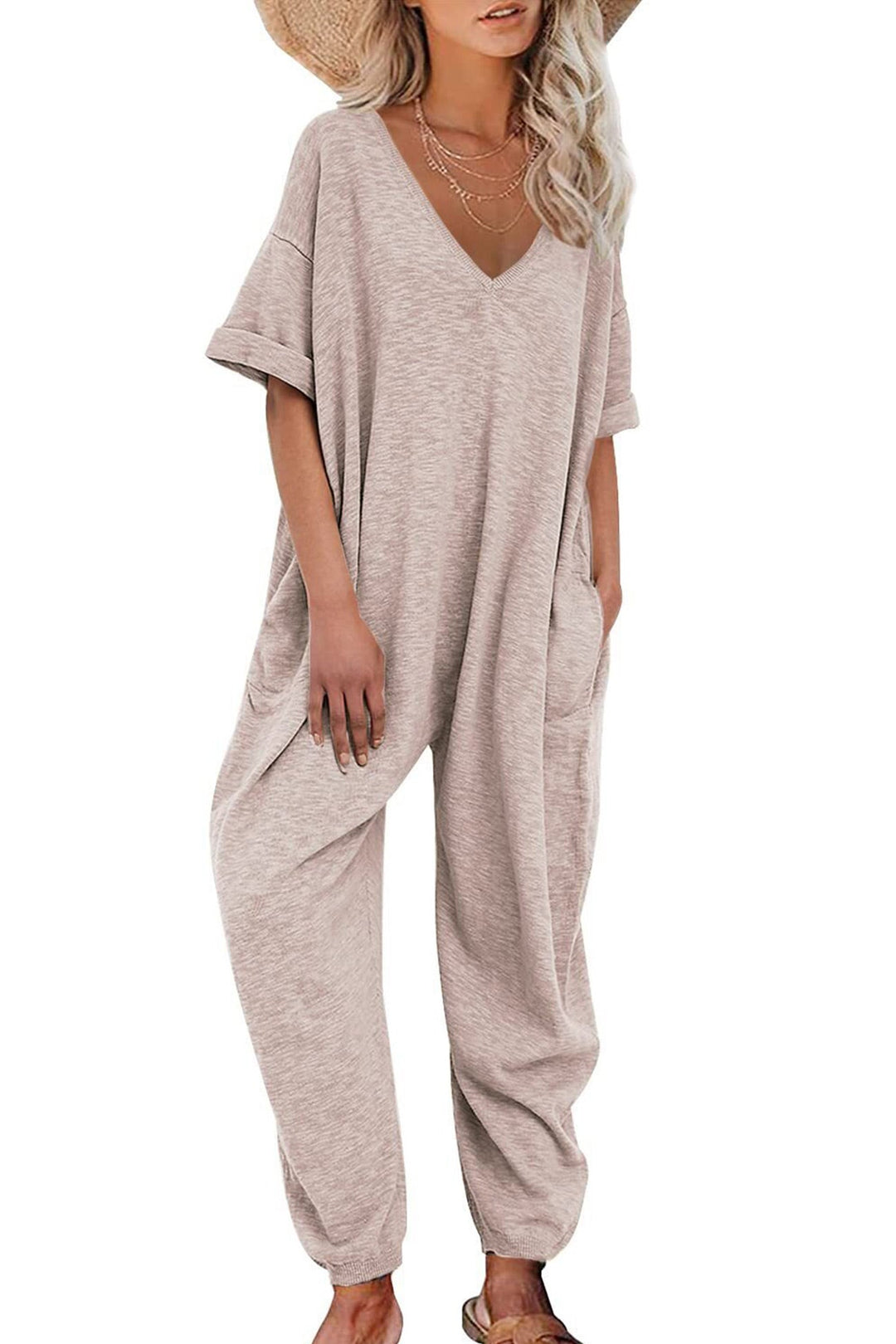 Heidi-Mode | V-Ausschnitt Lockere Jumpsuits