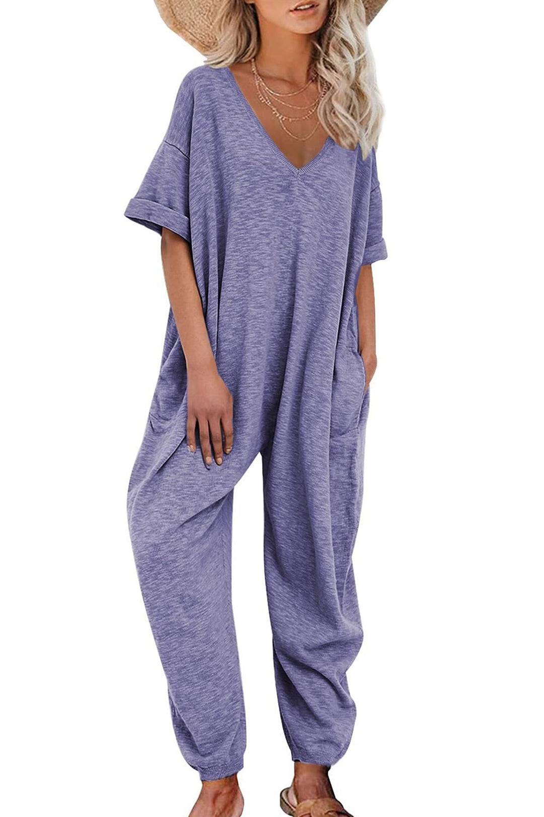 Heidi-Mode | V-Ausschnitt Lockere Jumpsuits