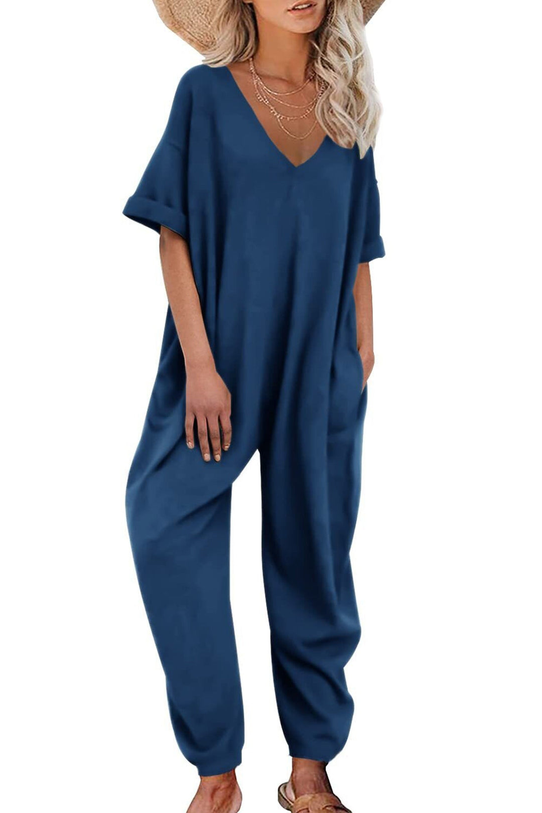 Heidi-Mode | V-Ausschnitt Lockere Jumpsuits