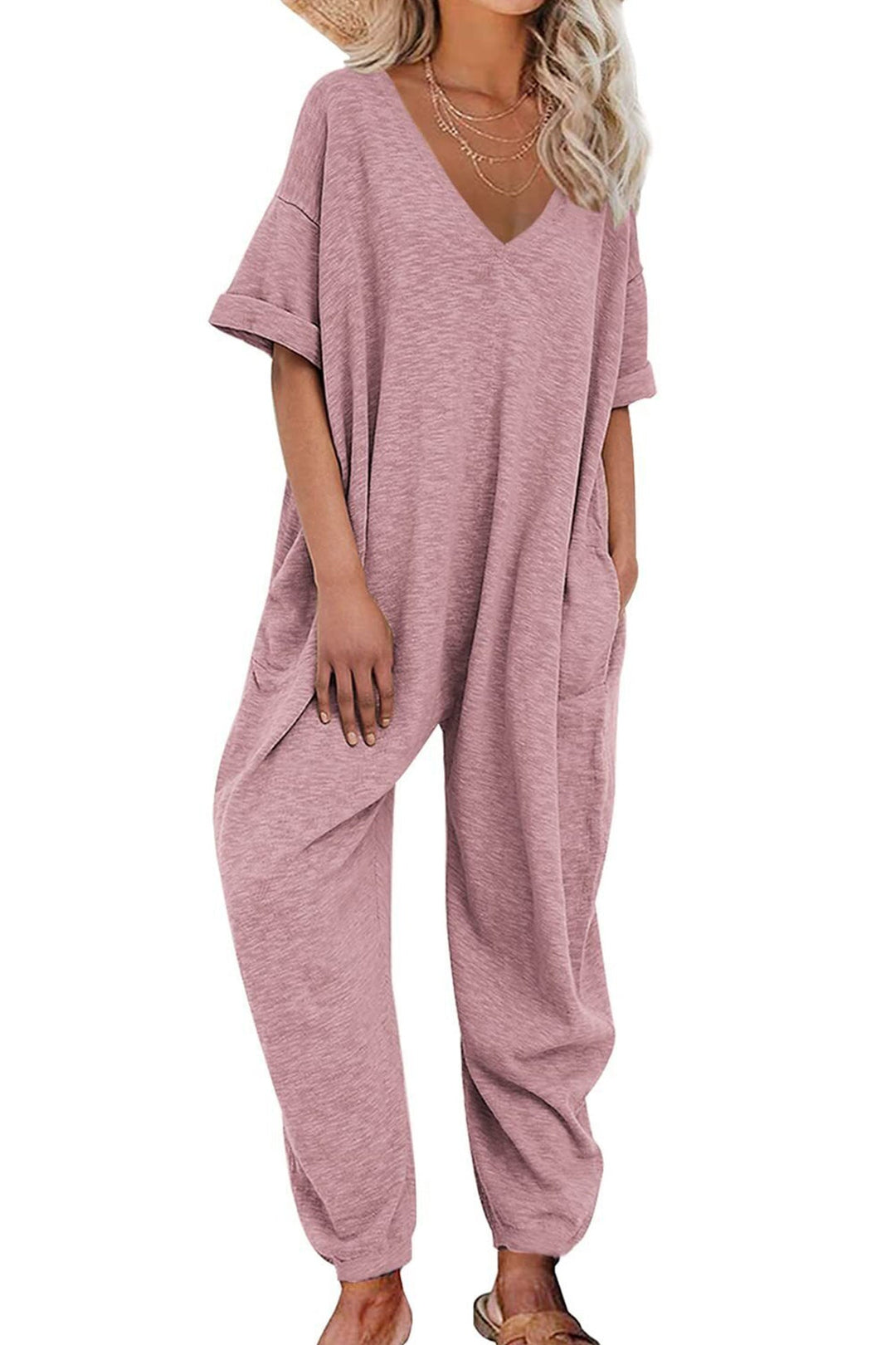 Heidi-Mode | V-Ausschnitt Lockere Jumpsuits