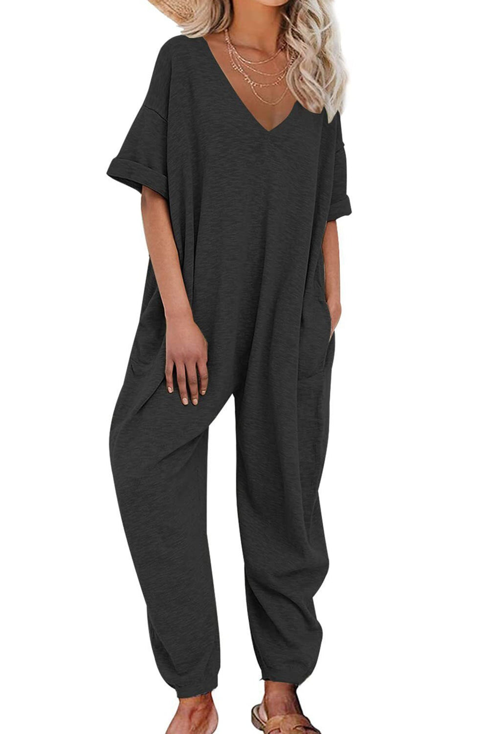 Heidi-Mode | V-Ausschnitt Lockere Jumpsuits
