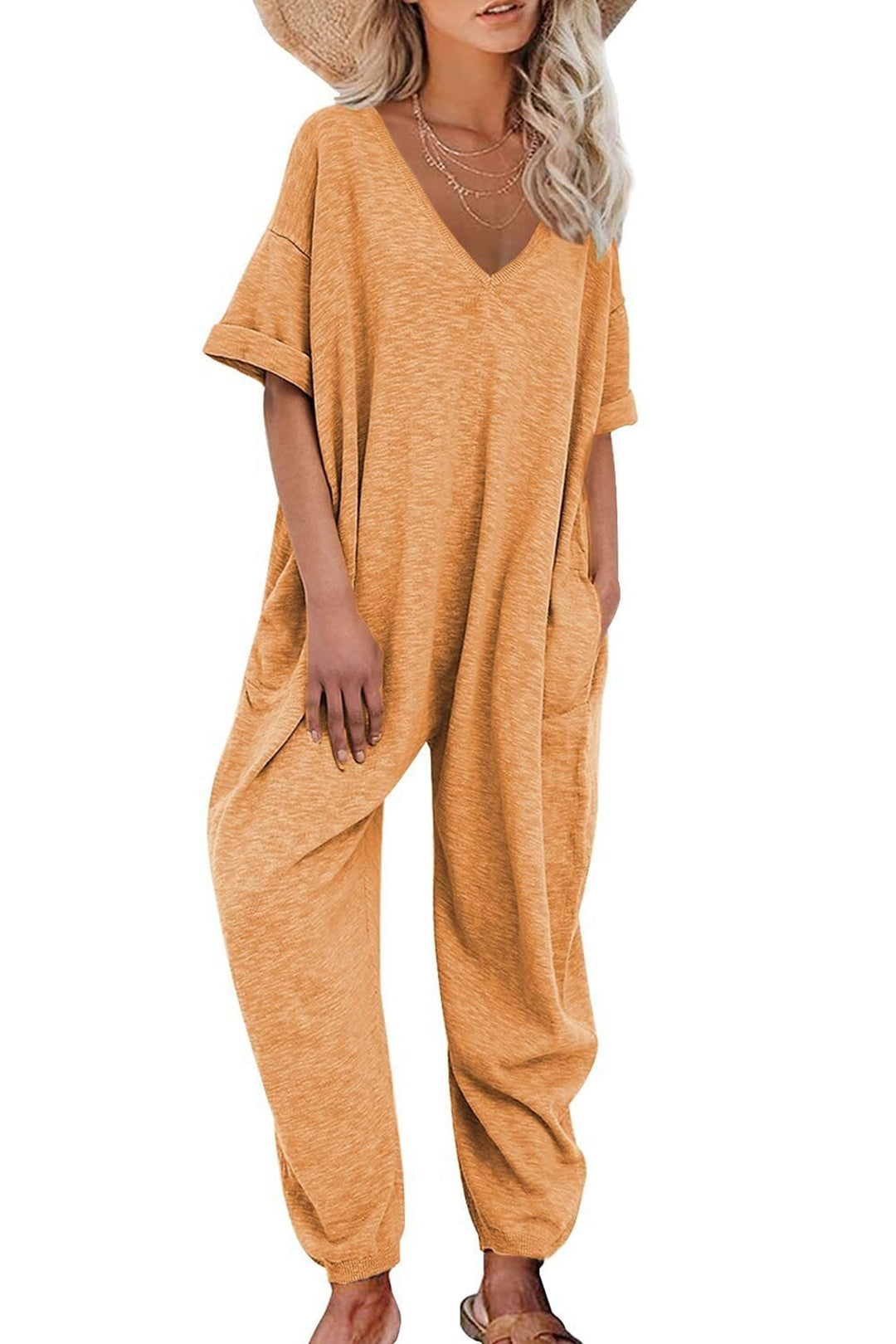 Heidi-Mode | V-Ausschnitt Lockere Jumpsuits