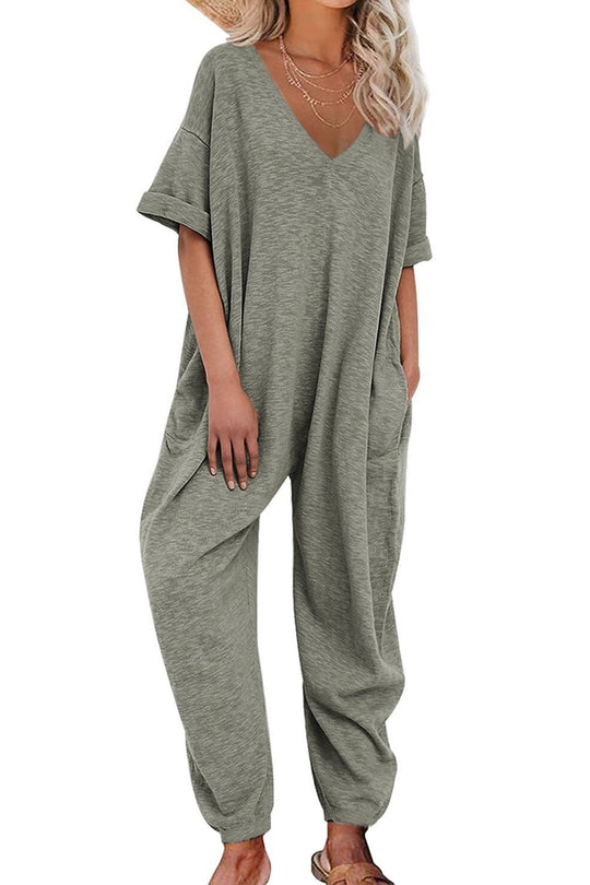 Heidi-Mode | V-Ausschnitt Lockere Jumpsuits