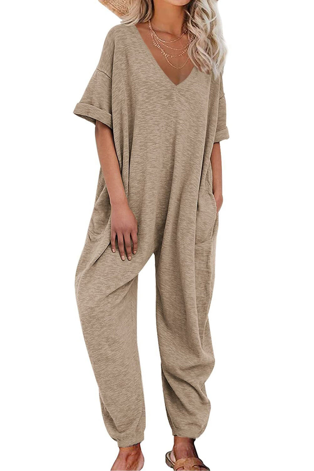 Heidi-Mode | V-Ausschnitt Lockere Jumpsuits