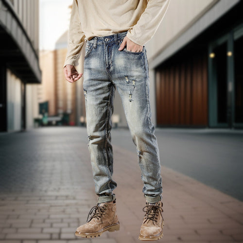 Retro-Jeans mit Knitterfalten