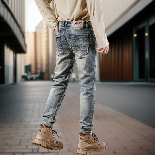 Retro-Jeans mit Knitterfalten