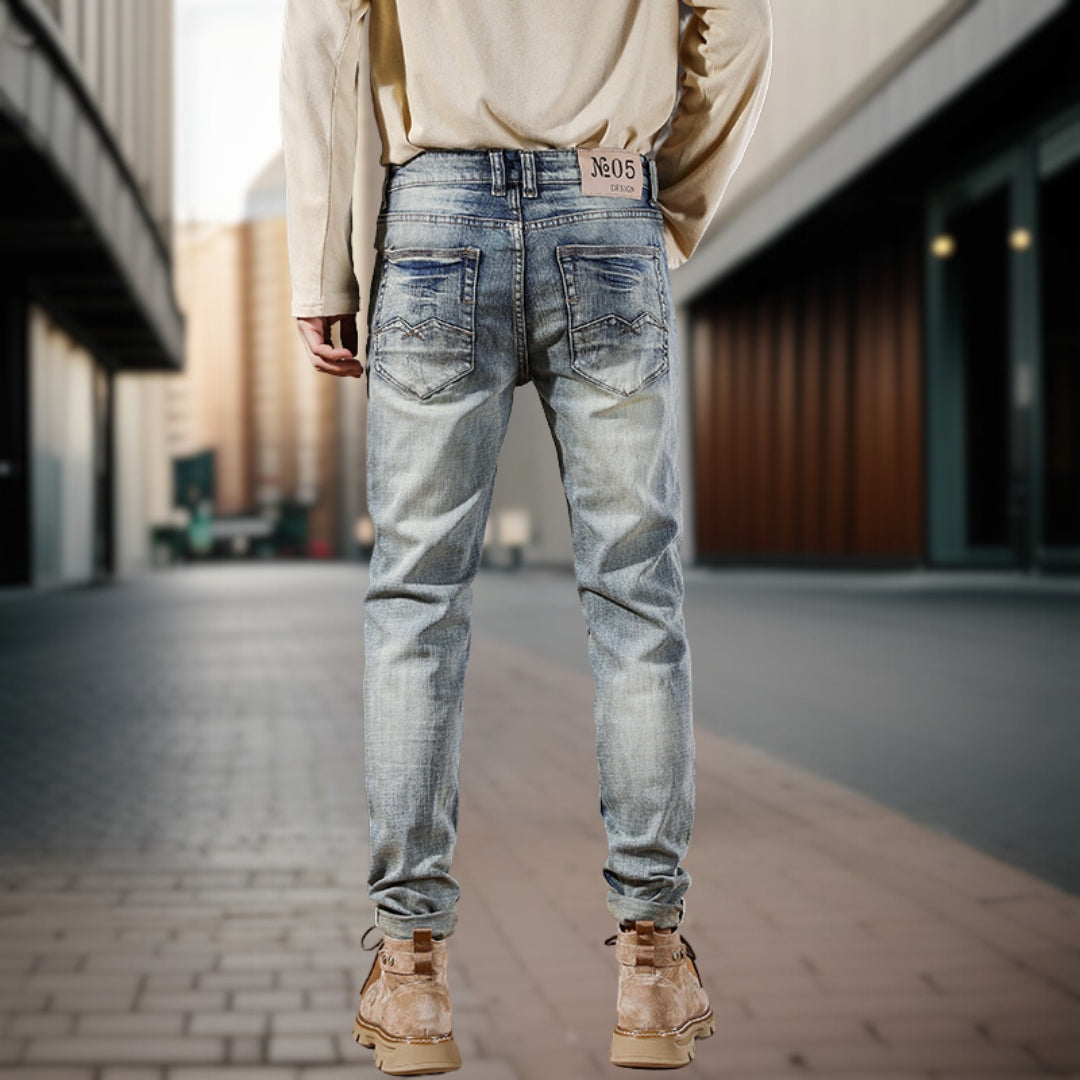 Retro-Jeans mit Knitterfalten