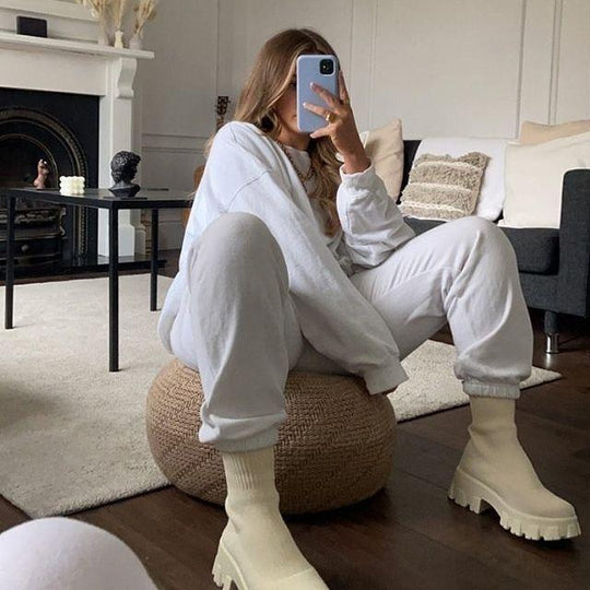 Heidi-Mode | Lässige Rutschfest Dickes Sohle Socken Stiefel