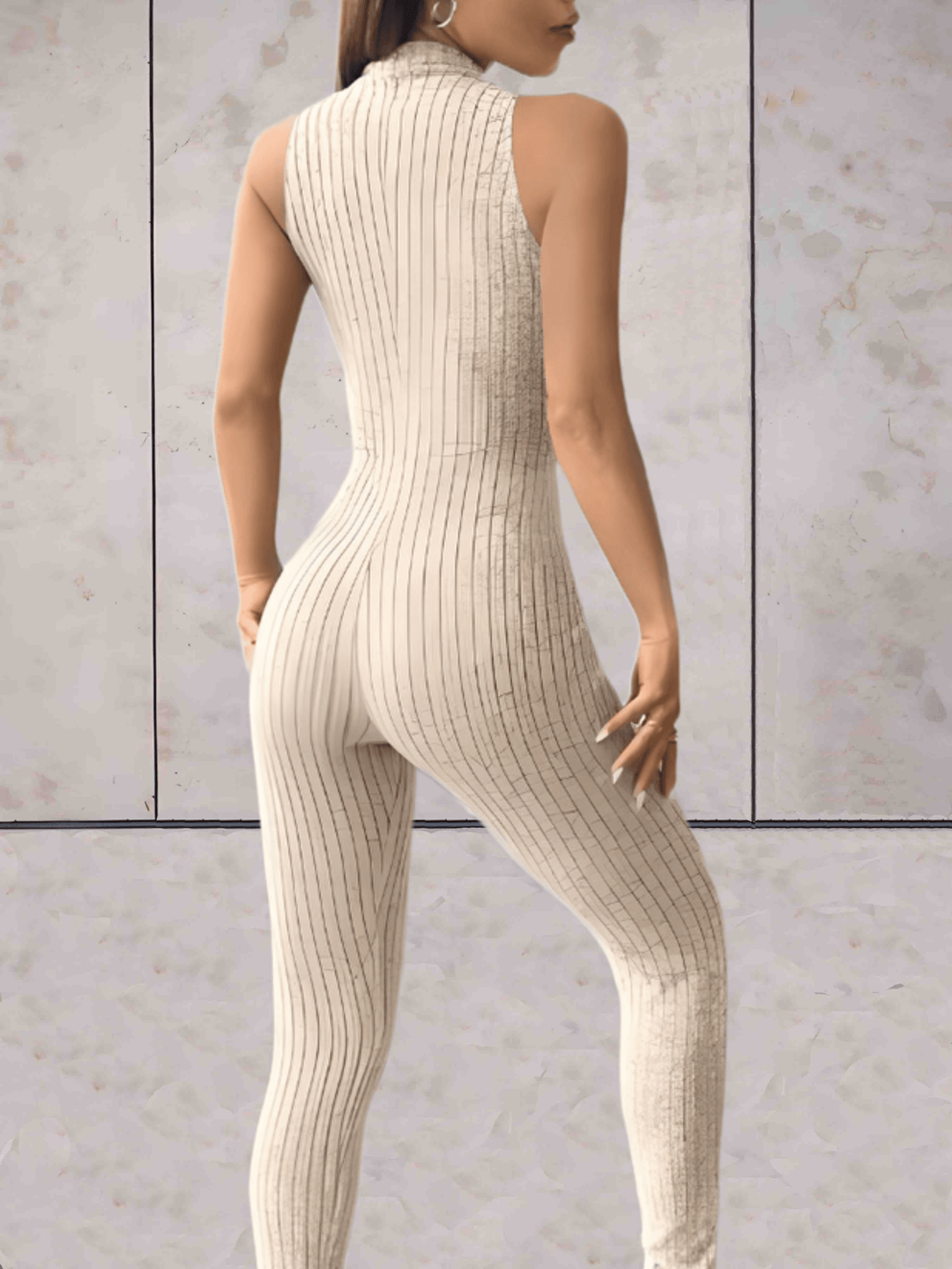 Heidi-Mode | Onesie Niedriger V-ausschnitt Ärmelloses Design und Bodycon Jumpsuit