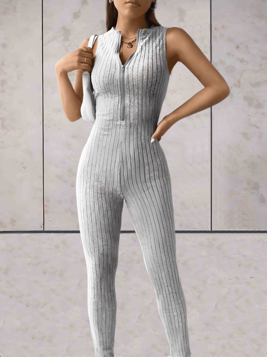 Heidi-Mode | Onesie Niedriger V-ausschnitt Ärmelloses Design und Bodycon Jumpsuit