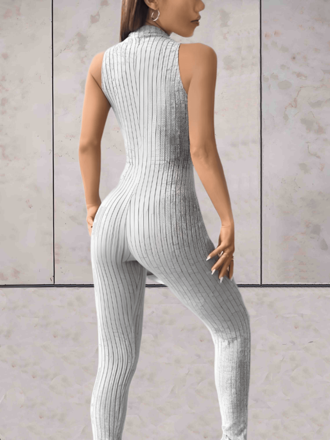Heidi-Mode | Onesie Niedriger V-ausschnitt Ärmelloses Design und Bodycon Jumpsuit