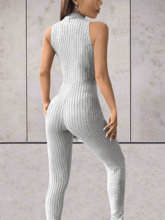 Heidi-Mode | Onesie Niedriger V-ausschnitt Ärmelloses Design und Bodycon Jumpsuit