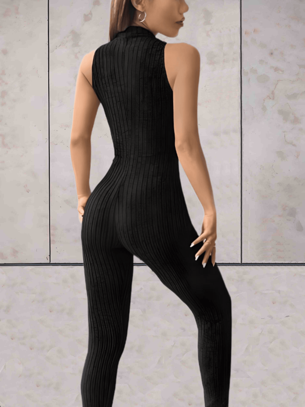 Heidi-Mode | Onesie Niedriger V-ausschnitt Ärmelloses Design und Bodycon Jumpsuit