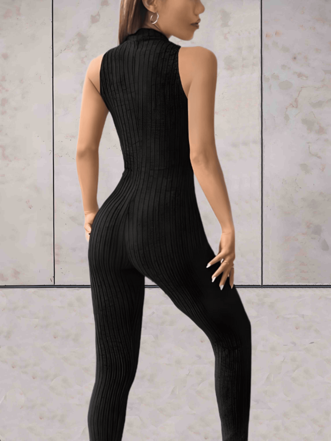 Heidi-Mode | Onesie Niedriger V-ausschnitt Ärmelloses Design und Bodycon Jumpsuit