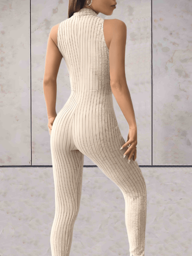 Heidi-Mode | Onesie Niedriger V-ausschnitt Ärmelloses Design und Bodycon Jumpsuit