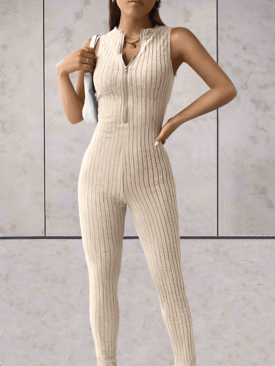 Heidi-Mode | Onesie Niedriger V-ausschnitt Ärmelloses Design und Bodycon Jumpsuit