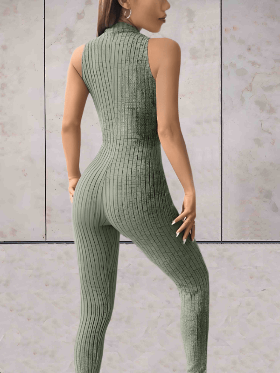 Heidi-Mode | Onesie Niedriger V-ausschnitt Ärmelloses Design und Bodycon Jumpsuit