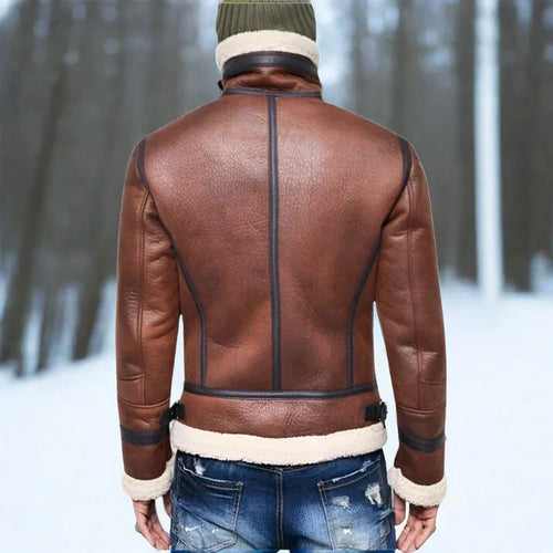 Gefütterte Winter Lederjacke für Herren