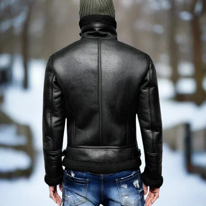 Gefütterte Winter Lederjacke für Herren