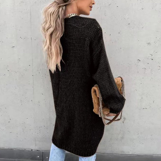 Heidi-Mode | Maison Paris Gilet Lange Strickjacke für Komfort und Stil