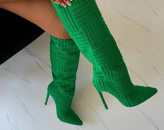 Heidi-Mode | PU-Muster Knielange Stiefel