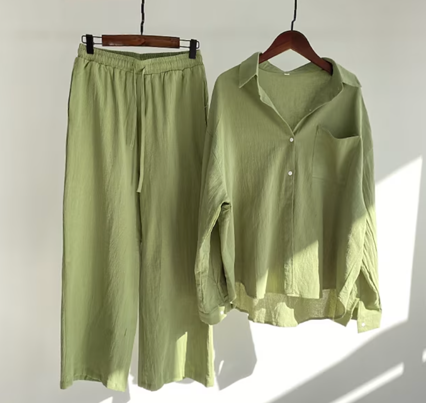 Heidi-Mode | Leinen Satz Damen | Sommerliches, Luftiges Ensemble für Stil und Komfort