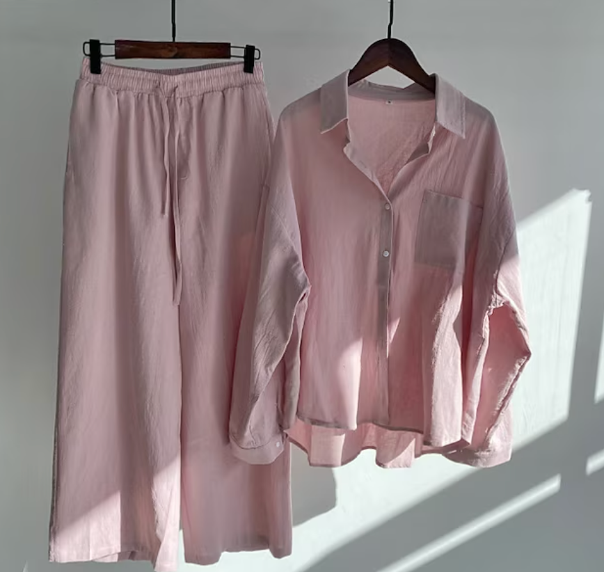 Heidi-Mode | Leinen Satz Damen | Sommerliches, Luftiges Ensemble für Stil und Komfort