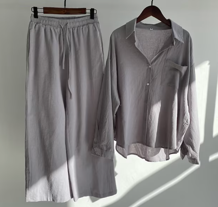 Heidi-Mode | Leinen Satz Damen | Sommerliches, Luftiges Ensemble für Stil und Komfort